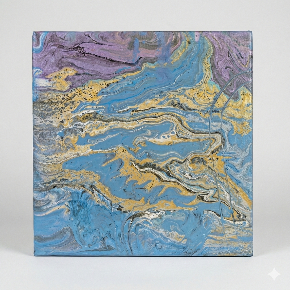 Blue and Gold Abstract Canvas Art